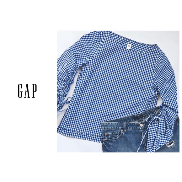 Gingham Blouse Tie Sleeves - Picture 7 of 8